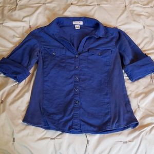 Caribbean joe button up blouse top size s